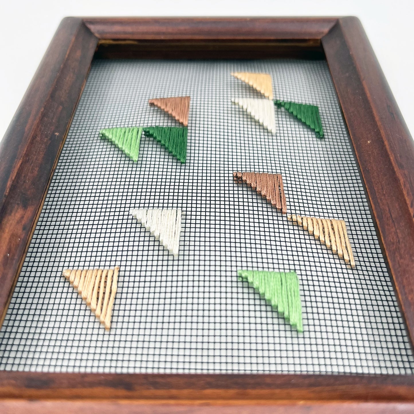 Hand Embroidered Window Screen- Abstract Triangles