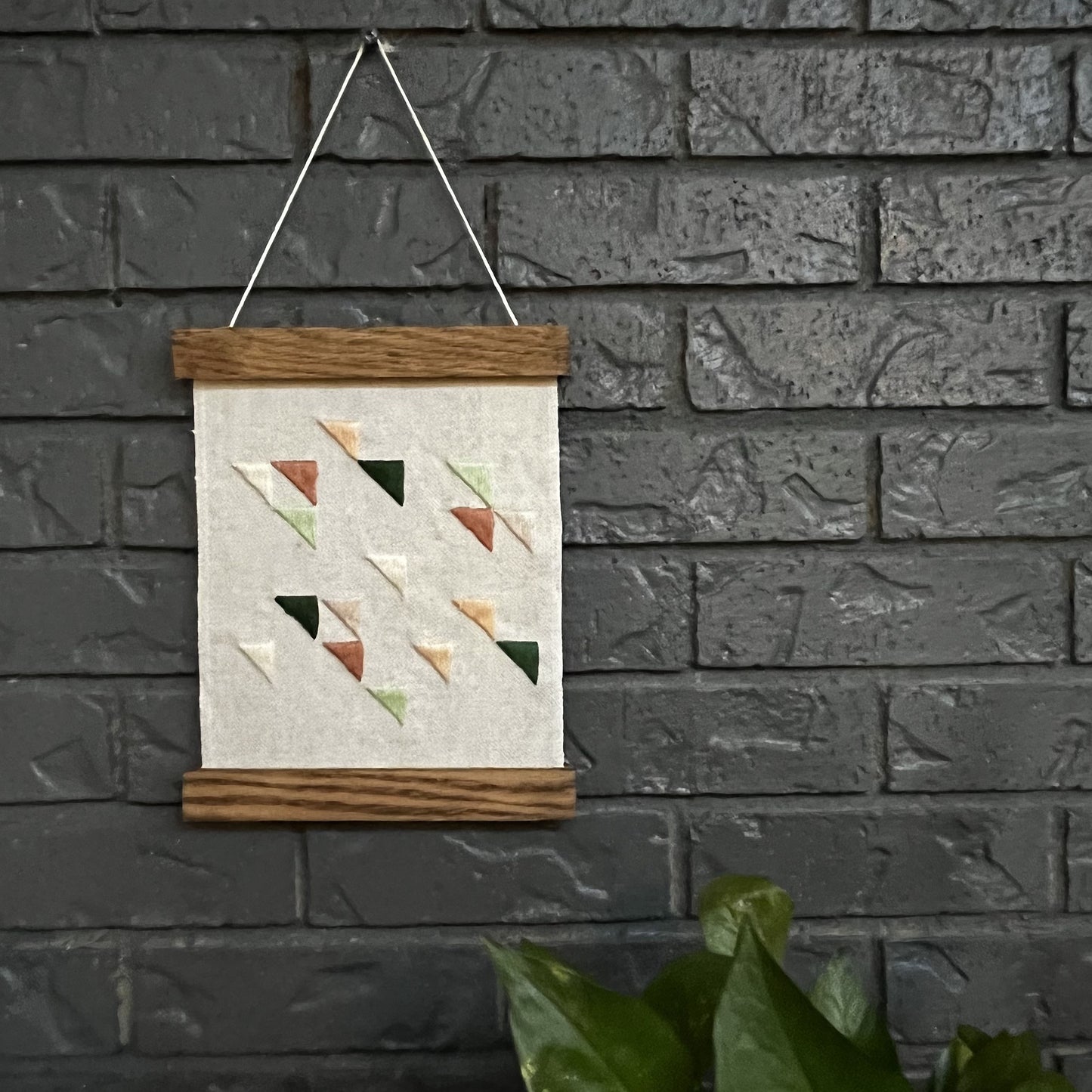 Wall Hanging- Hand Embroidered Triangles