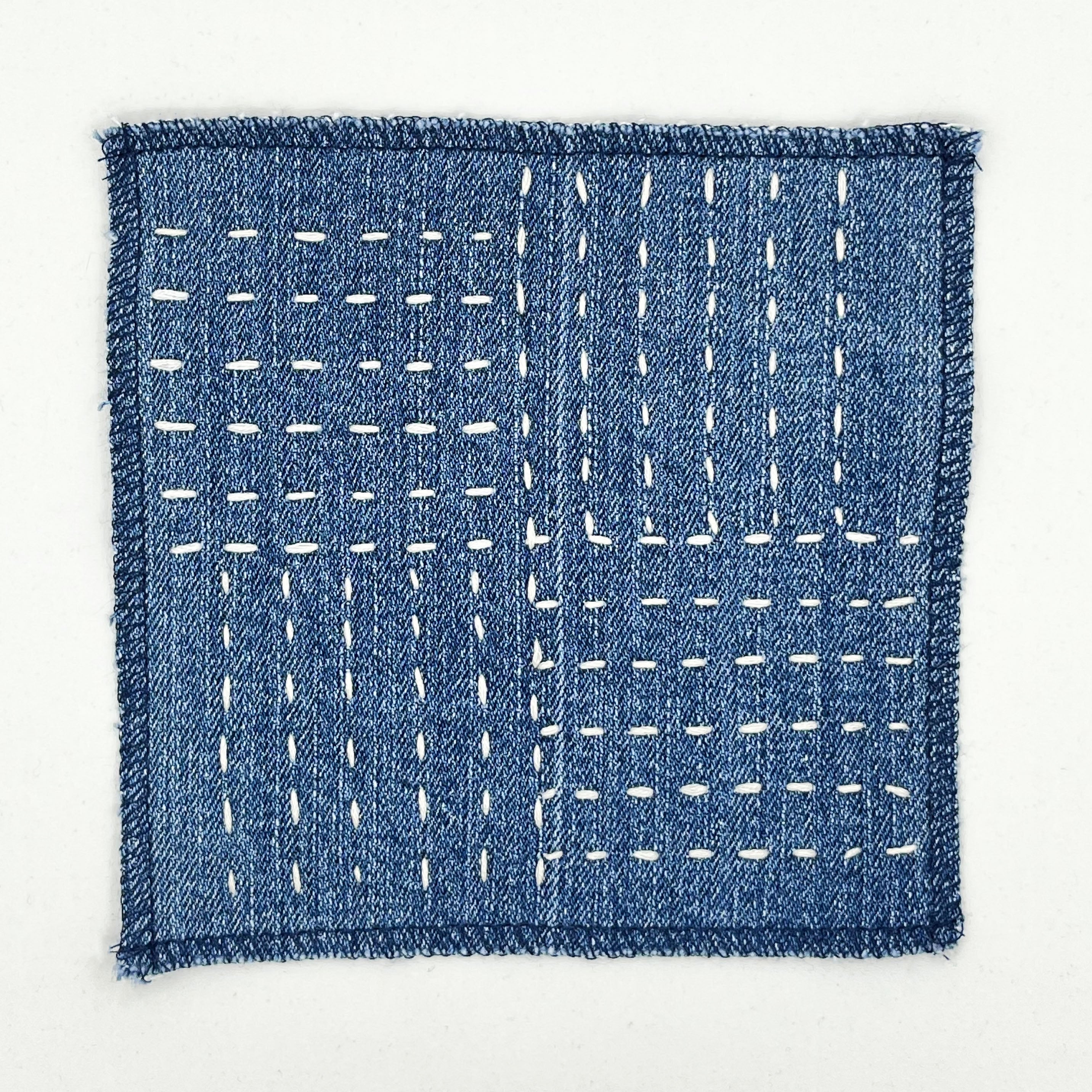 Square Patch with Embroidered Basket Weave