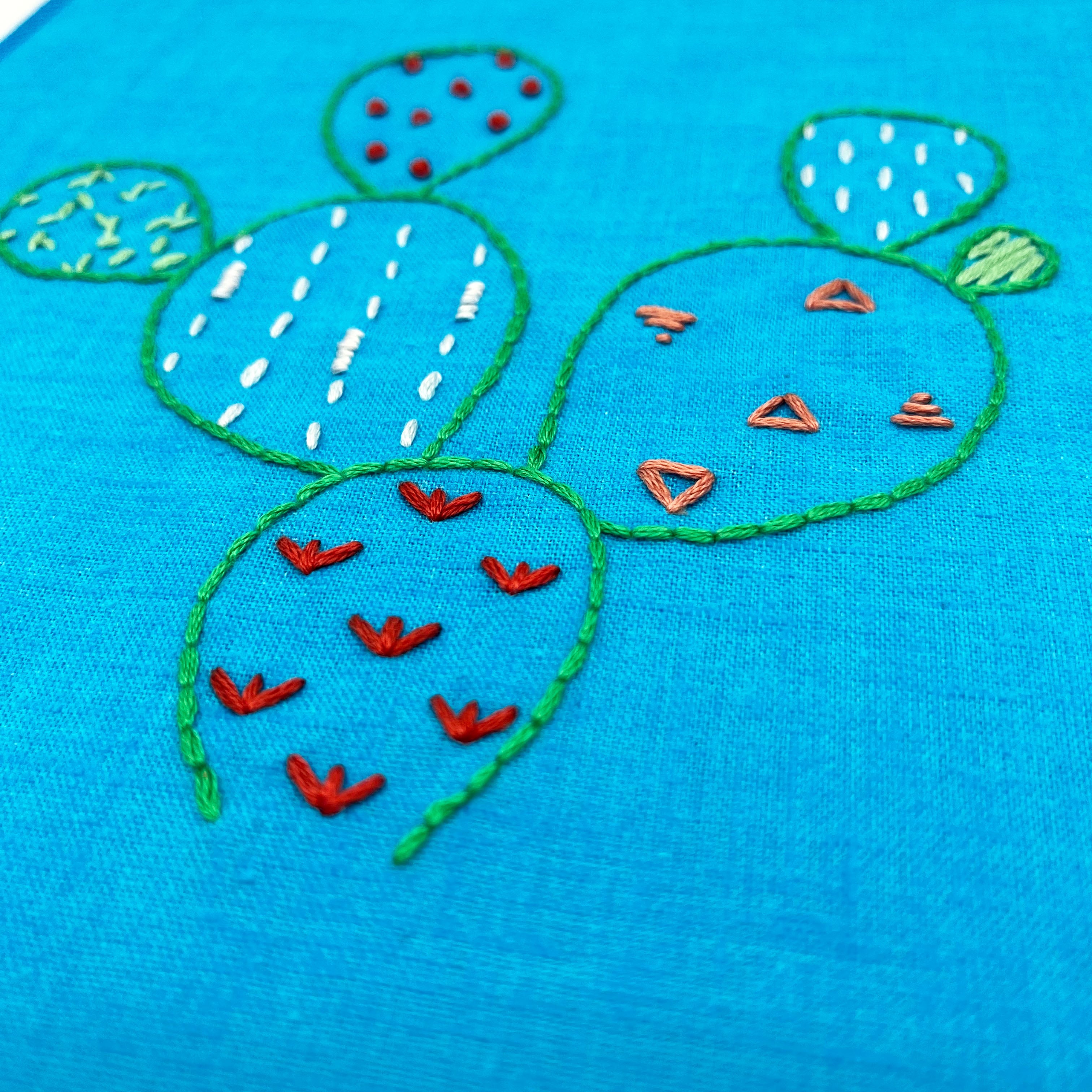 Wall Hanging- Hand Embroidered Prickly Pear Cactus