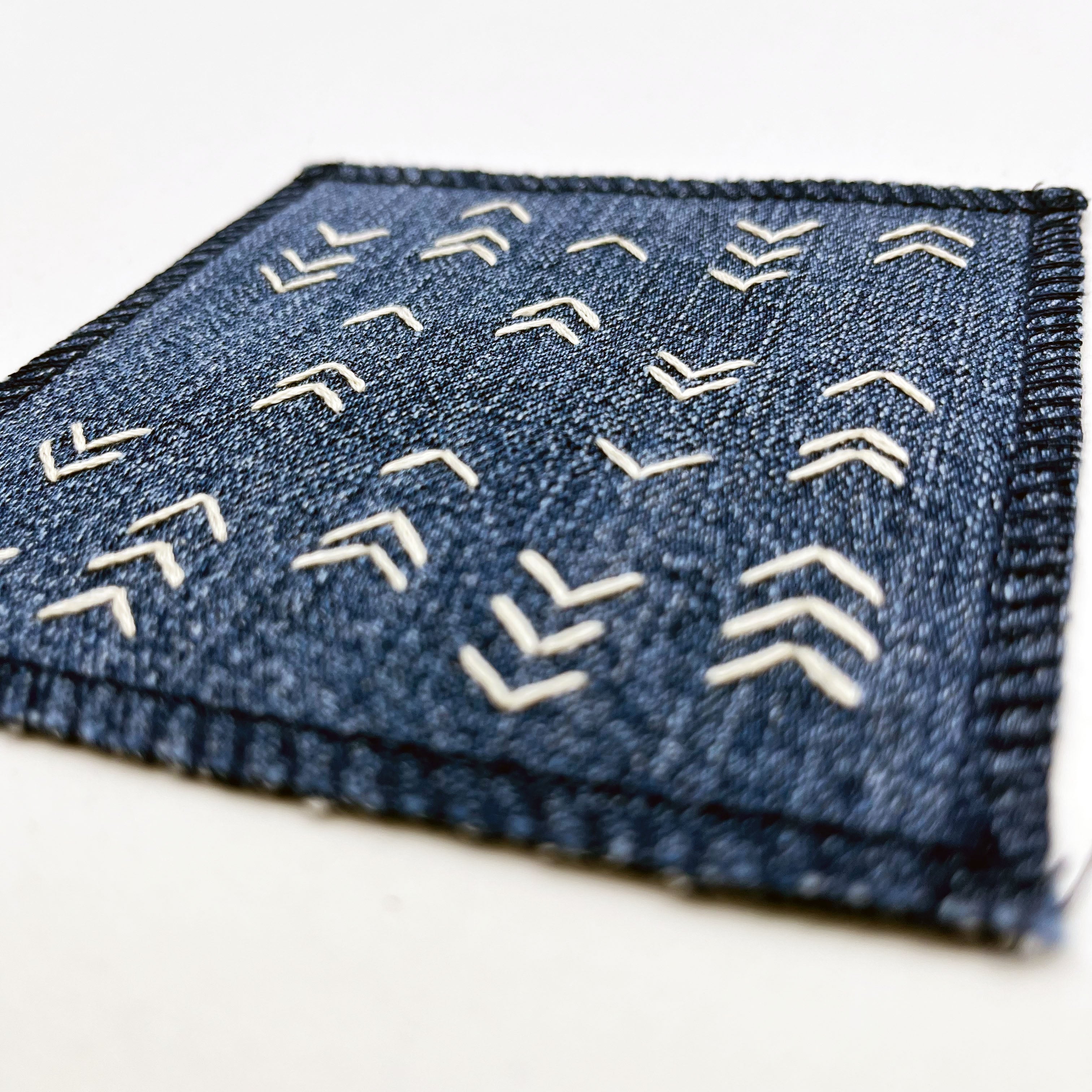 Square Patch with Embroidered Chevron Rows