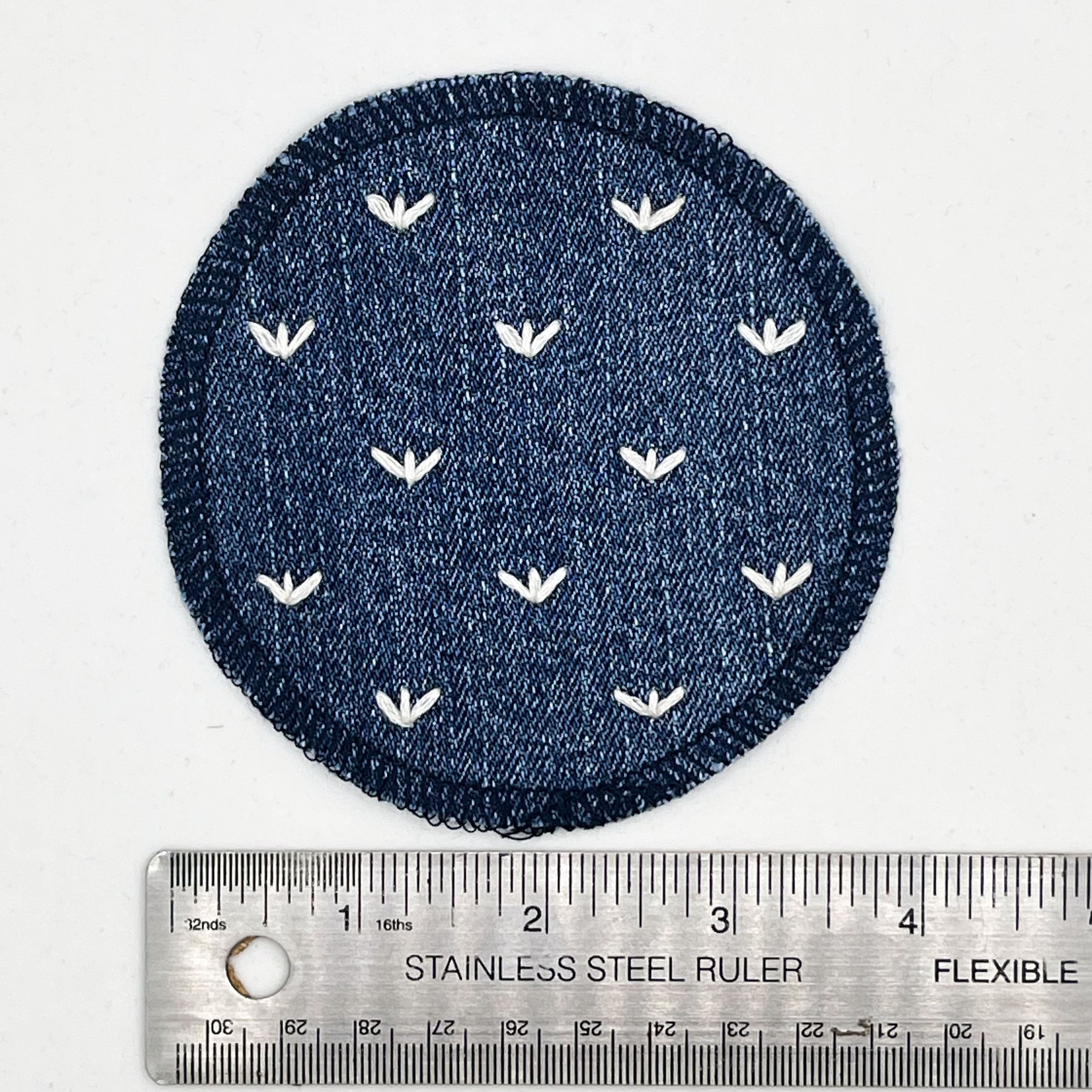Hand Embroidered Circle Denim Patch