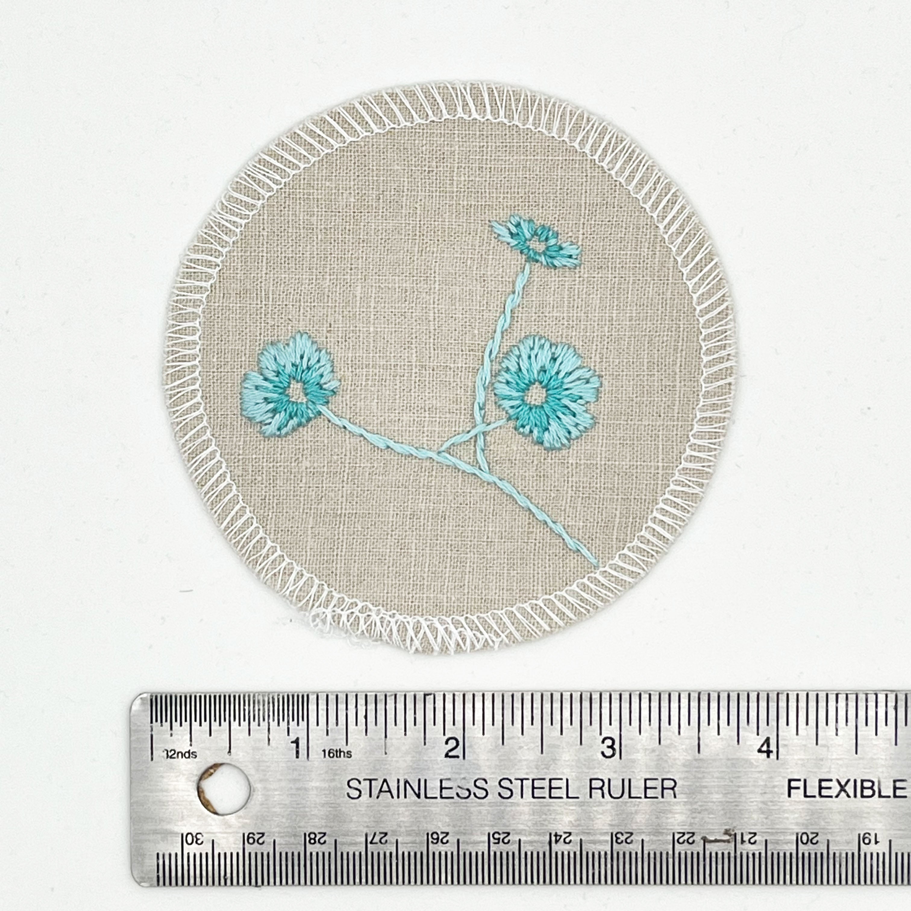 Hand Embroidered Circle Botanical Patch