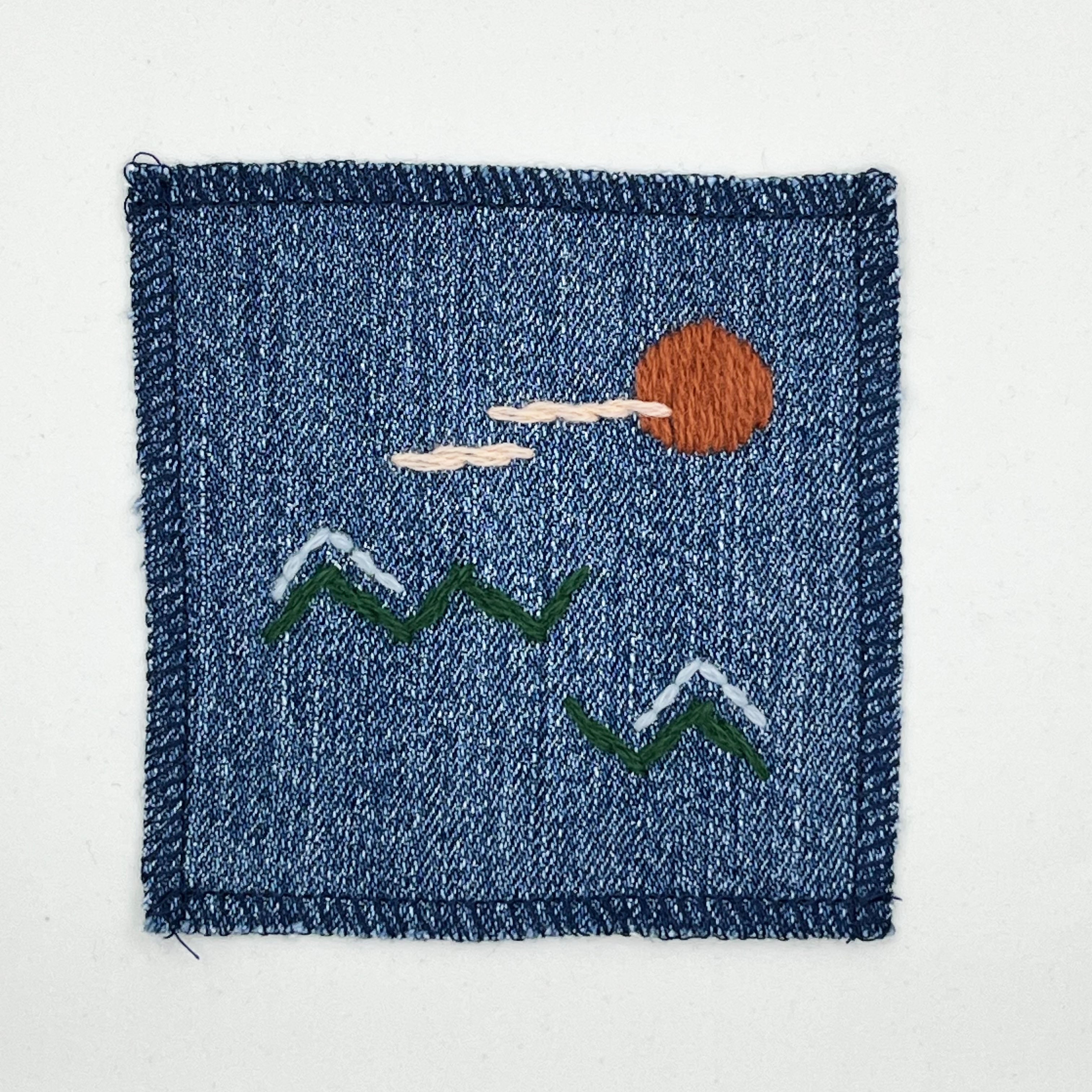 Hand Embroidered Abstract Landscape Patch