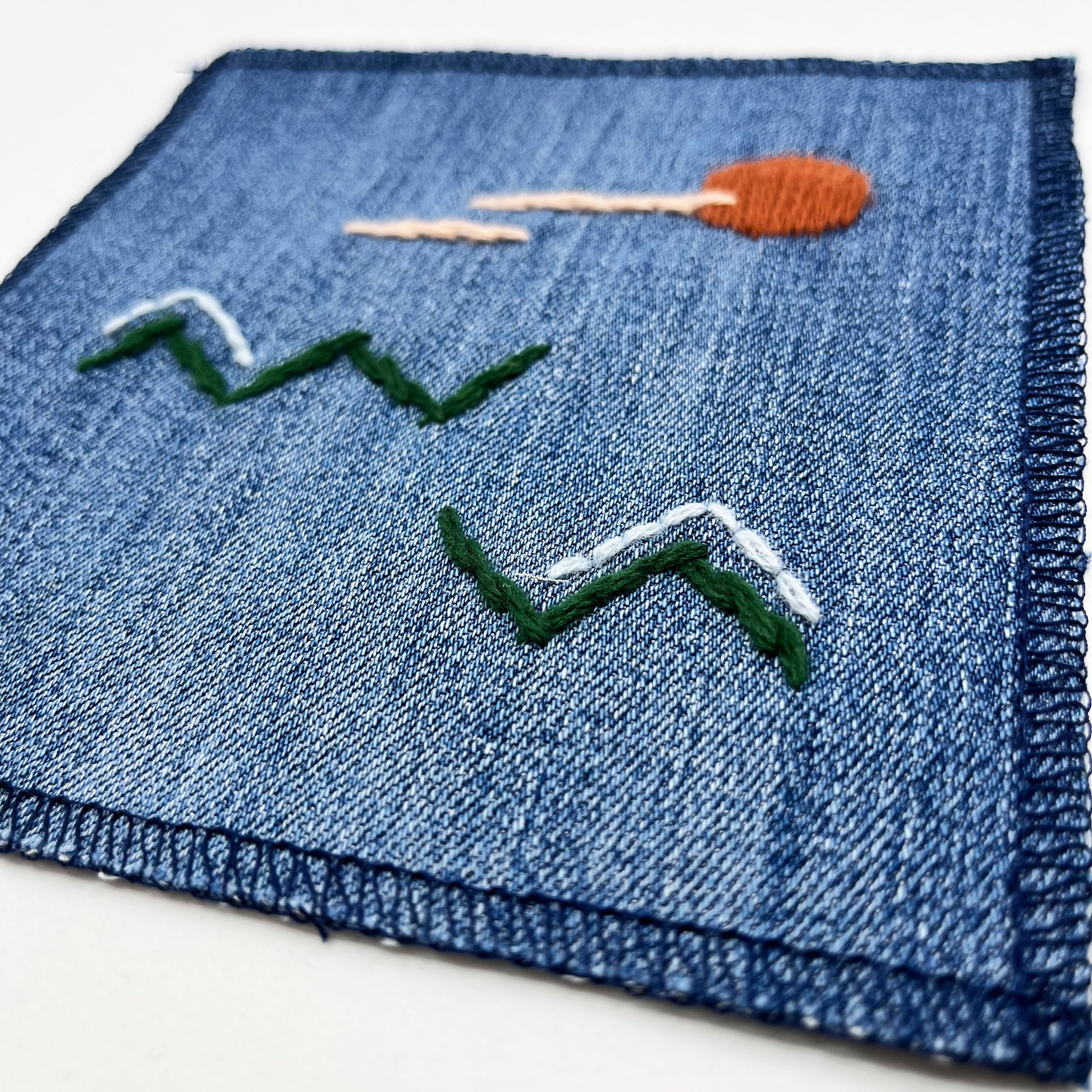 Hand Embroidered Abstract Landscape Patch