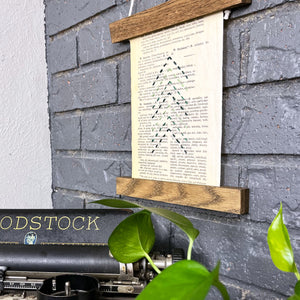 Open image in slideshow, Wall Hanging- Vintage Book Page with Chevron Christmas Tree
