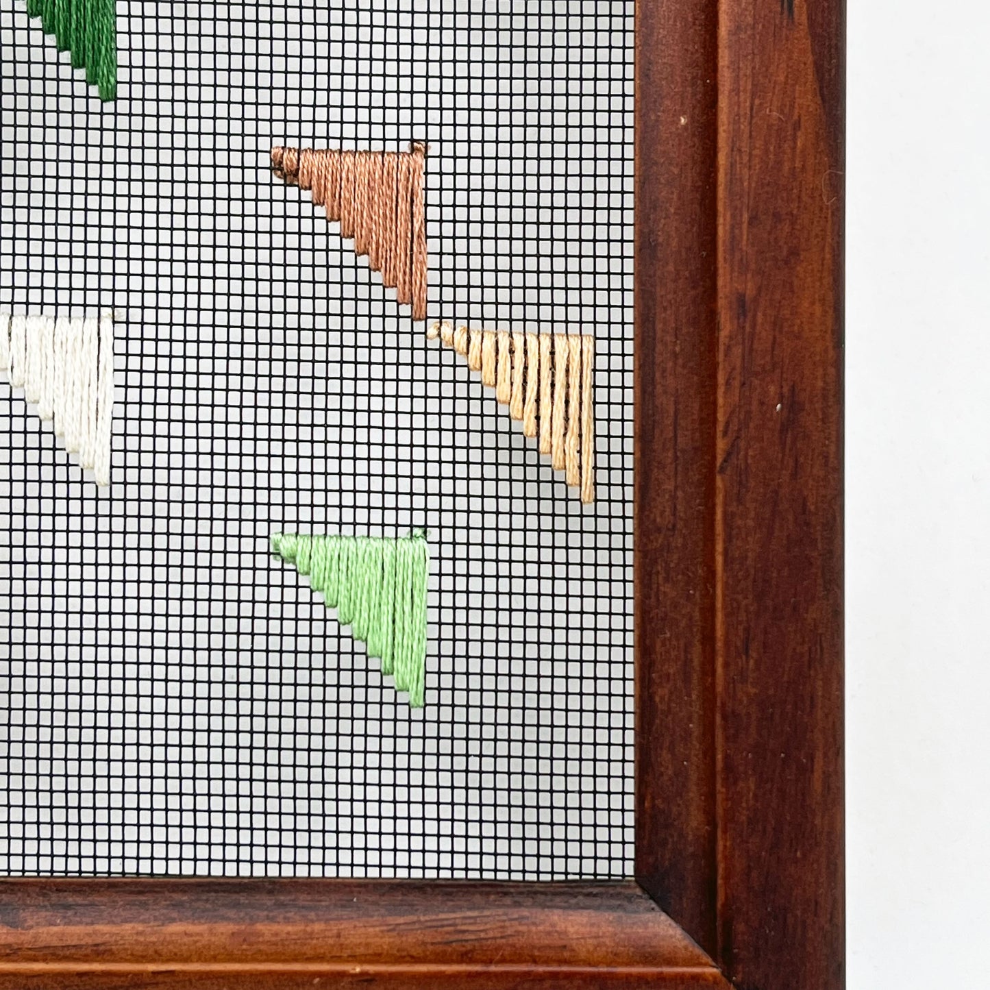 Hand Embroidered Window Screen- Abstract Triangles