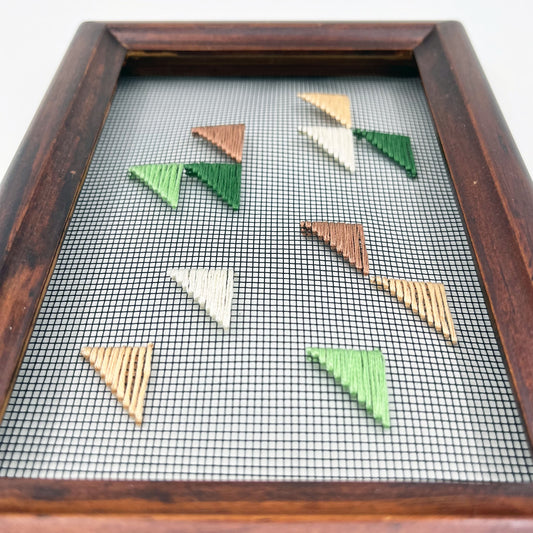 Hand Embroidered Window Screen- Abstract Triangles
