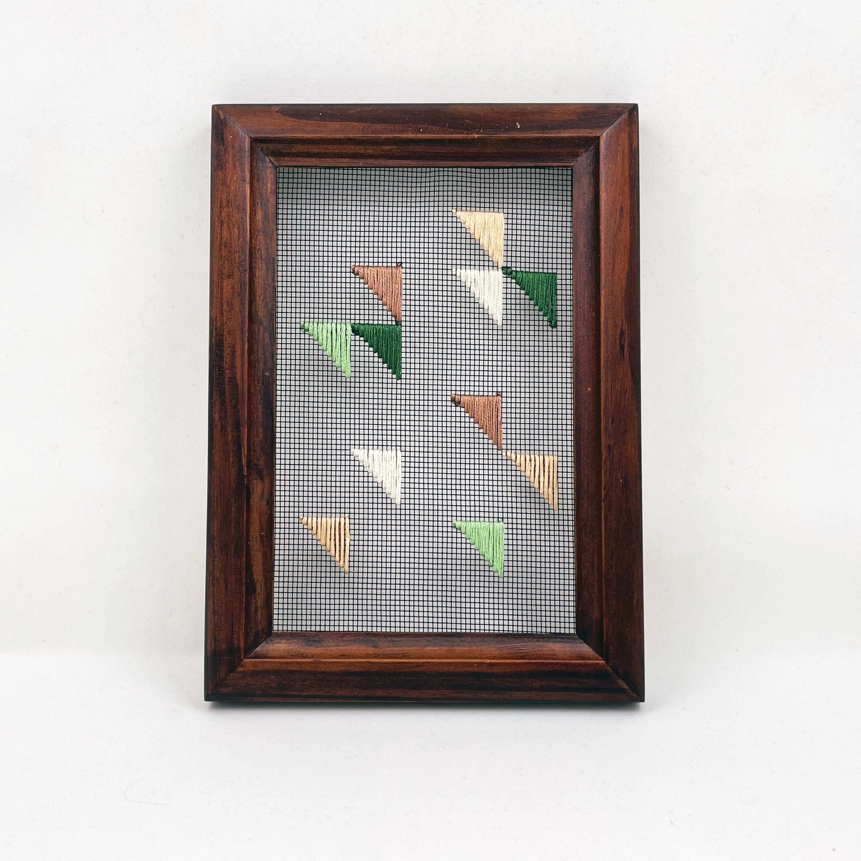 Hand Embroidered Window Screen- Abstract Triangles