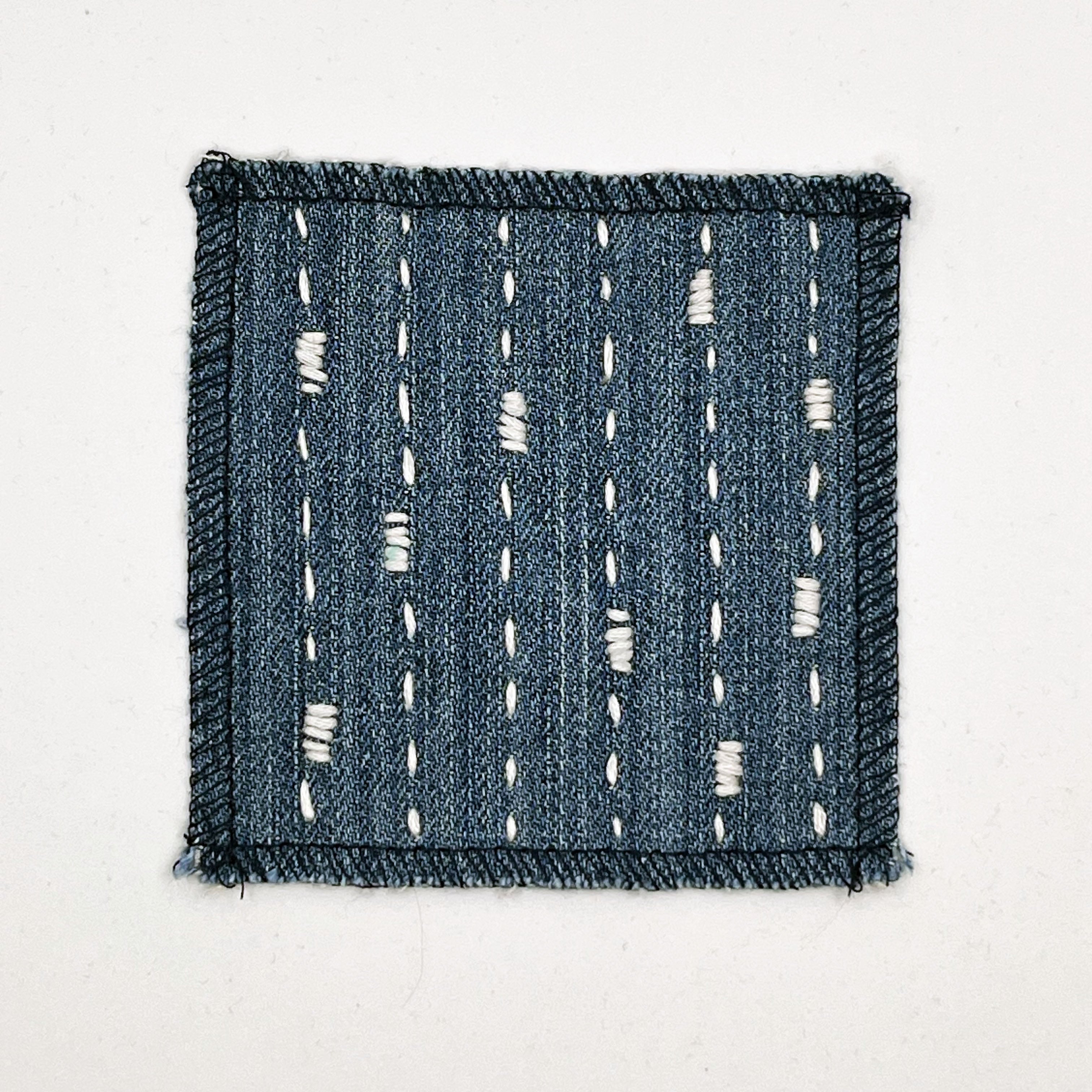 Square Patch with Embroidered Slubbed Lines