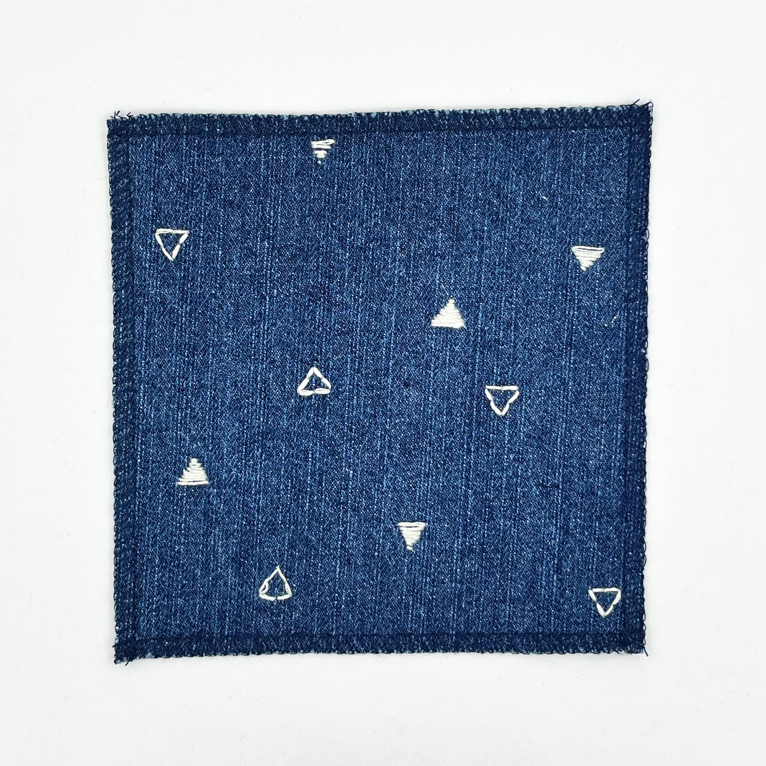 Square Patch with Embroidered Triangles – Scattered Light Stitchery