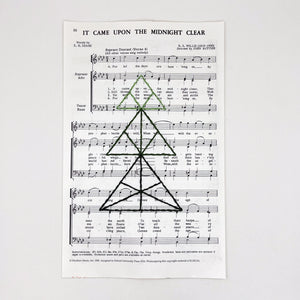 Open image in slideshow, Wall Hanging- Christmas Sheet Music with Hand Embroidered Triangle Tree
