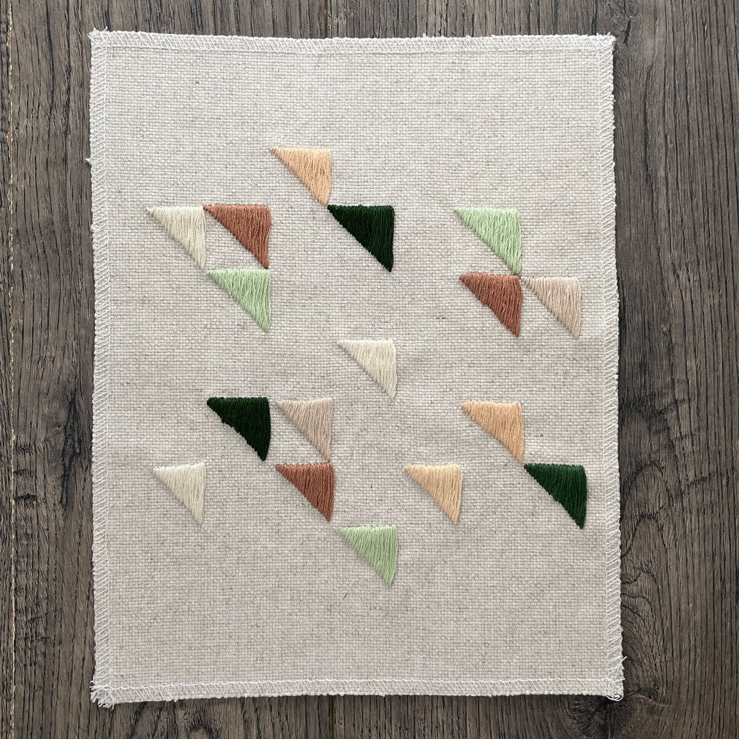 Wall Hanging- Hand Embroidered Triangles