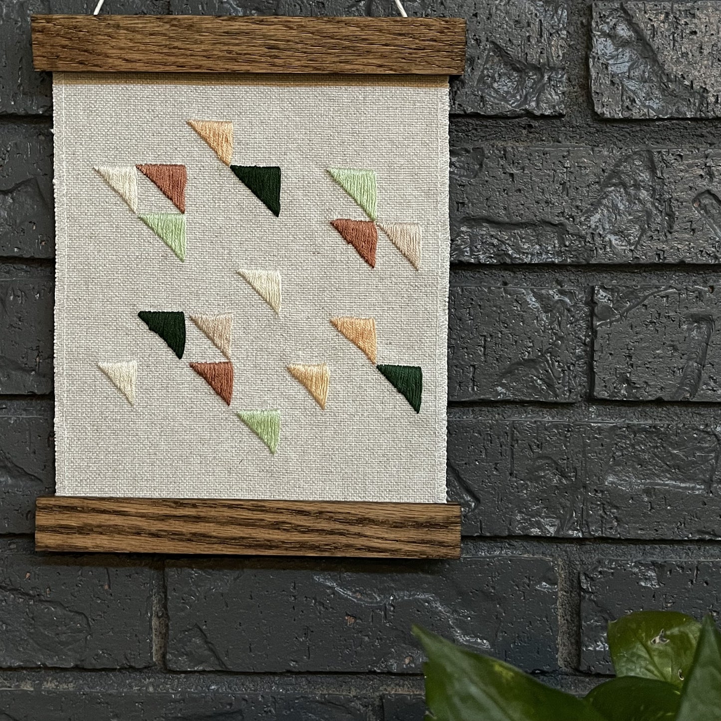 Wall Hanging- Hand Embroidered Triangles